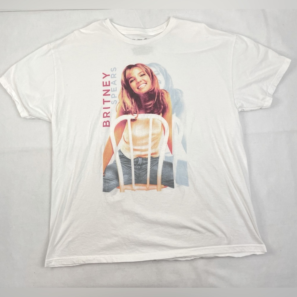 Britney Spears Size XXL 100% Cotton White Band T Shirt SEE DESCRIPTION
